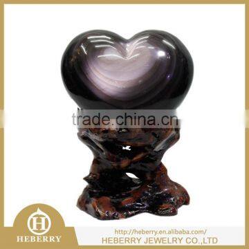 rainbow obsidian heart shape crystal carving for home decoration or collection