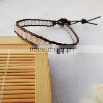 Make Leather Wrap Crystal Beads Pearl Crystal Bracelet photo-4