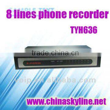 TYH636 / 8 lines phone voice recording box/ call recorder,8G memory card for 2000 hours