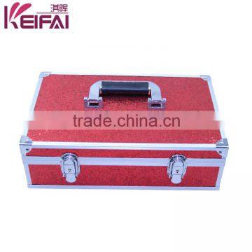 Custom Logo Lockable Hardshell Red Pu Makeup Case With Compartments With Mirror photo-6
