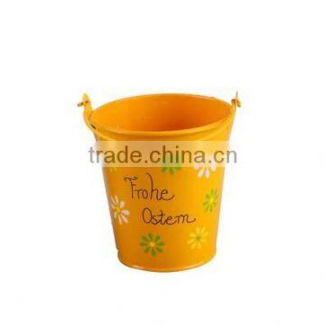 Easter Metal Bukets With Flower Printing Decoration ,metal Small Tin With Handle ,Easter Bucket With Letter "FROHE OSTERN" photo-2