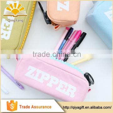 custom school canvas pencil case with big zipper for students