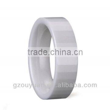 Pipe Cut Design Faceted White Ceramic Ring, Women's White Ceramic Ring