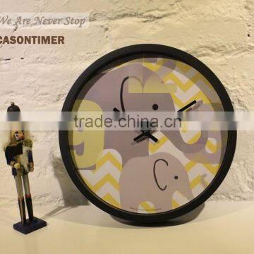 Cason 12 inch decorative plastic with elephant dial kid wall clock