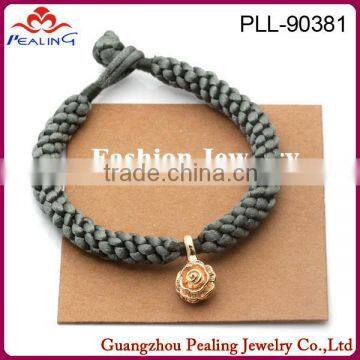 (PLL-90381)Simple Jewelry Rope Woven Plated Real Gold Bracelet Promotion