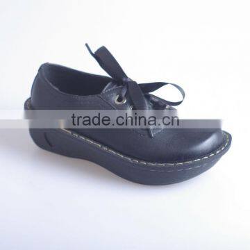 2015 new model unit lace up black girls school shoes