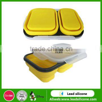 Food Grade Compartment Silicone Collapsible Lunch Box With Lid