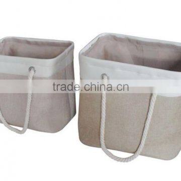 Store More Large Linen Cotton Rope Handled Foldable Laundry Bag photo-3