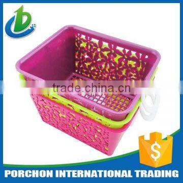 Brigt Colorful Small Handle Plastic Rectangle Basket