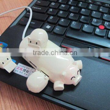 New Arrival Lovely Cartoon Pig Design 3 Port USB Hub 2.0 USB Interface Promotion Gift Choice Present With Card Reader Function photo-4