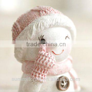 Resin Pink Cute Snowman Figurine Christmas Decorations photo-6