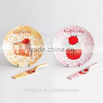 5PCS Christmas Ceramic Cake Plates With Rack,Porcelain With Decal photo-2