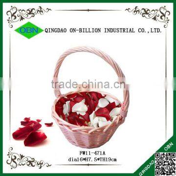 Custom cheap small colored pink wicker decorative wedding decoration baskets