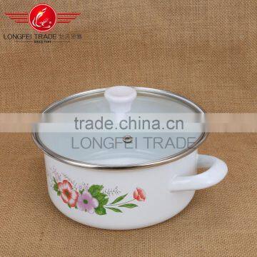 020856 New Design Hot Sale 3pcs Enamel Cookware Set With Glass Lid photo-3