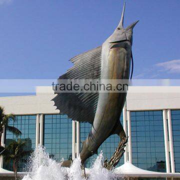 Large Outdoor Copper Sculptures Bronze Swordfish Fountain for Sale photo-3