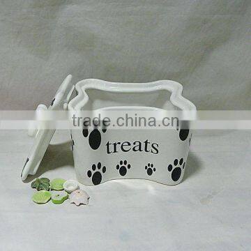 Bone Shaped Ceramic Dog Treat Jar