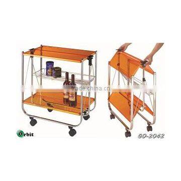 Best Sell Restaurant Folding Kitchen Wooden Tea Serving Trolley Cart photo-6