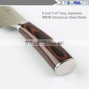 Wooden Handle Chef's Knife - Good Grips 8 Inch Full Tang Japanese VG10 Damascus Steel Blade photo-6