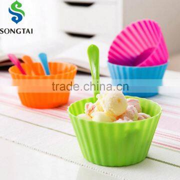 summer ice cream bowl with spoon sets of 4 pcs