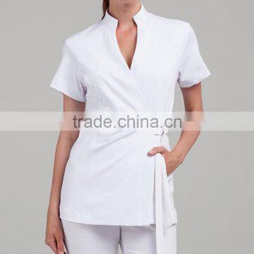 Wholesale Online Lady Custom OEM Fashion New Design Clothing Factory Thai Wrap Model Tunic Blouses Shirt Tops Woman Spa Uniform