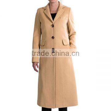 OEM/ODM manufacturer camel knee length wool cashmere coat for women