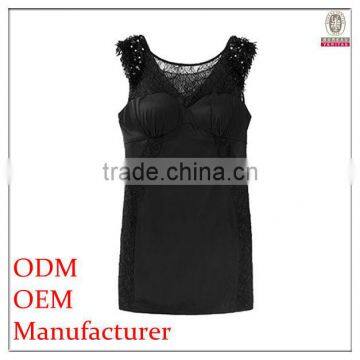 Women factory manufacturer latest fashion lace trim beadd a-line dress