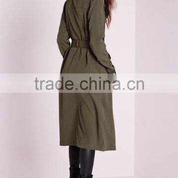 Hot Sale European Style Women Khaki Military Trench Coat photo-4