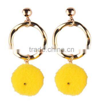 Fashion Colorful Pompon Gold Plated Hoop Earrings for Women Accessories photo-4