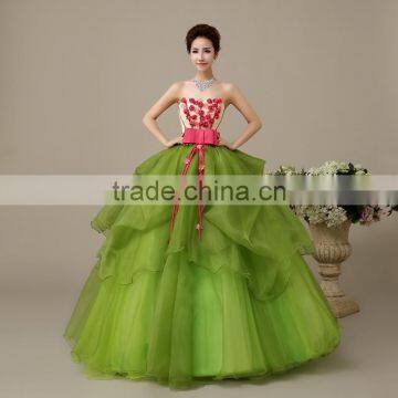 MGOO Factory Custom Made One Piece Cheap Price Prom Dress Strapless Flowers Ball Gown Maxi Dress L000110 photo-2