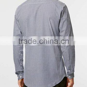 Navy Check Button Down Long Sleeve Smart Shirt photo-5