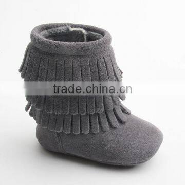 Plain Suede Leather Tassel Boot Indoor/outdoor Slipper Boot photo-2