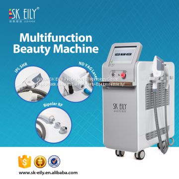 2017 multi function beauty machine OPT ND YAG laser RF 3 handle shr ipl