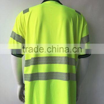 Men's Fluorescent Two-tone Protective Reflective Generic Segmented Tapes UPF Bulk Safety Polo Shirt photo-2