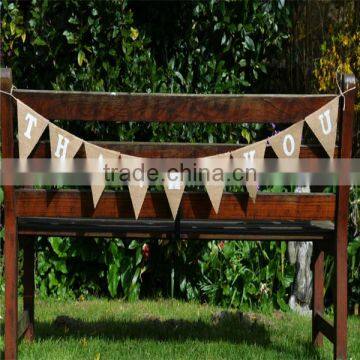 Hessian Bunting Burlap Banner Rustic Shabby Chic Wedding Thank you Pink Heart