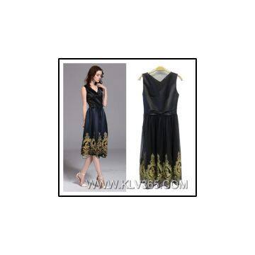 Hot Sale Women Fashion Summer Sleeveless Embroidery Casual Dress