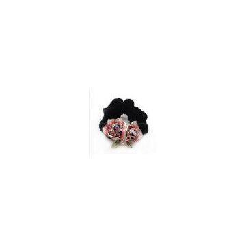 Elegant Double Flower Crystal Scrunchie