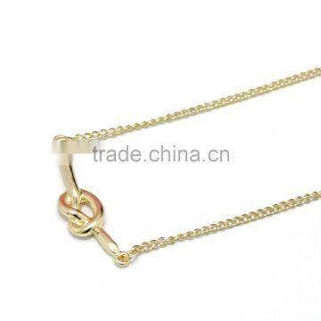 Gold Nail Button Knot Jewelry Thin Chain Dainty Simple Necklace