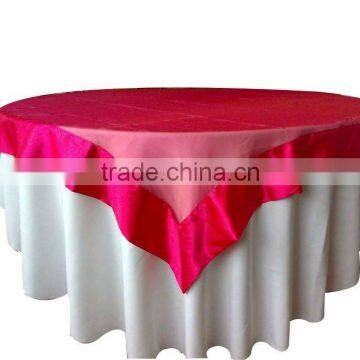 Fushia satin overlay and satin table cover for wedding good market satin table cover