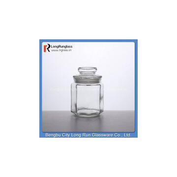 LongRun mini hexangular base candy glass jar glassware wholesale