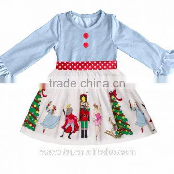Printed With a Beautiful Pattern With the Girl's Dream of the Same Beautiful and Generous Cotton Princess Christmas Dress photo-2