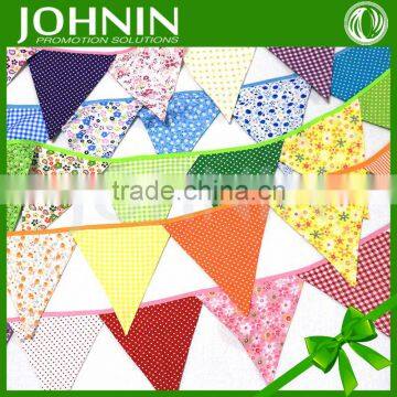 Factory Price Colorful Printed100% Cotton Triangle Bunting flags