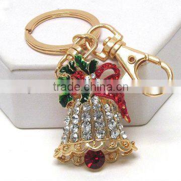 Fashion Wholesale White And Red Crystal Setting Bell Shape Pendant Key Chain