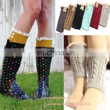 Popular Europe Twist Knitted Warm Wool Boot Socks