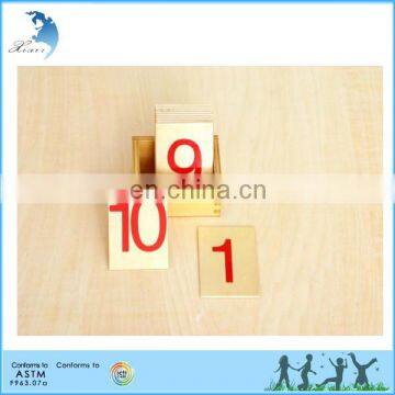 Preschool Wooden Educational Montessori Material EN71 Mathematic Toy Sandpaper Numerals 0-9 in a Display Stand