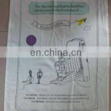 screen printing linen tea towel in white color