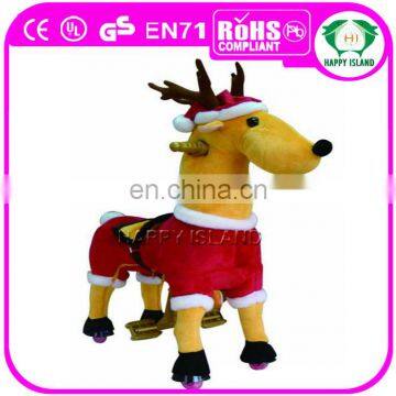 HI Hot sale plush deer rocking horse baby walker with wheels