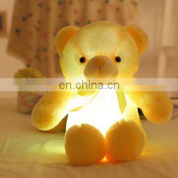 2017 HI CE wholesale glow toys , light up teddy bear plush toy for kids