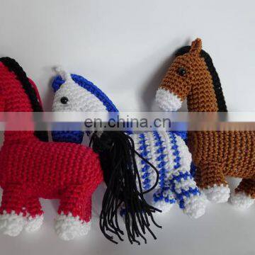 Hot-saleing Stuffed Woven Fabric, With Knit and Crochet FabricsKnit Horse, Hand Crochet Animal Toys