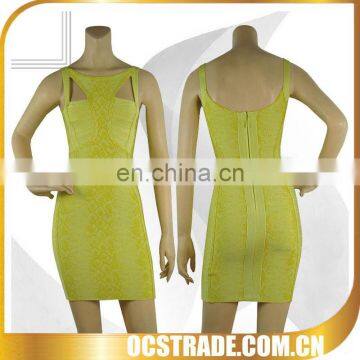 2014 women fashion cut out yellow princess evening dress