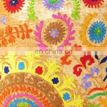 Suzani Embroidered Velvet Decorative Pillow Cushion Cover - 16 X 16" photo-2